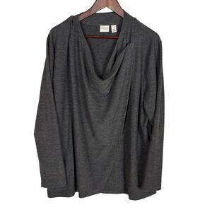 Weekends by Chico's Gray Cowl Neck Sweater Women's 3 USA XL